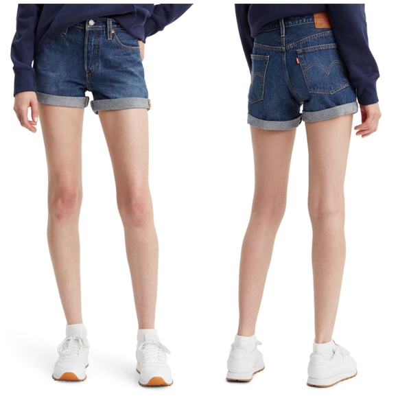 Levi's 501 Long Shorts in Blue Clue - Picture 6 of 6